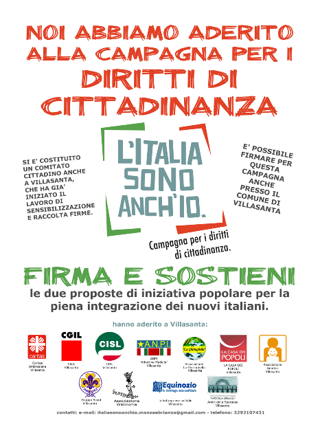 L’Associazione Genitori ha aderito alla Campagna “l’Italia sono anch’io”